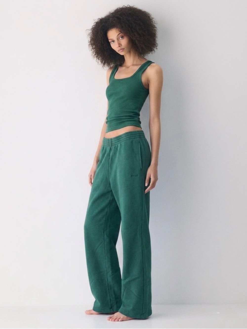 TNA Wide Leg Sweatpants in Forest Green